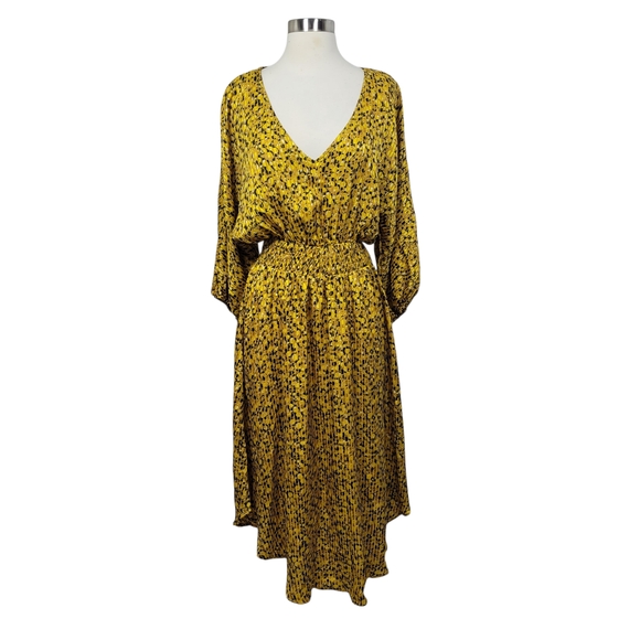 NWT Anthropologie Marigold Yellow Boho Midi Dress XS Smocked Waist - Picture 2 of 11
